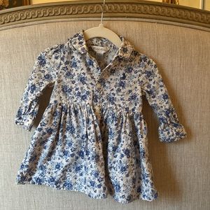 Ralph Lauren blue floral button down baby dress with bloomers size 6m